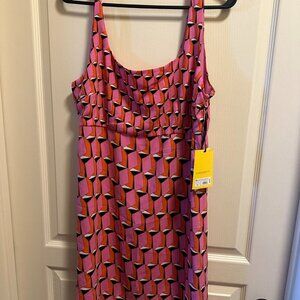 Women's 90's Shift Pink Modern Geo Mini Dress - DVF for Target new Size 14